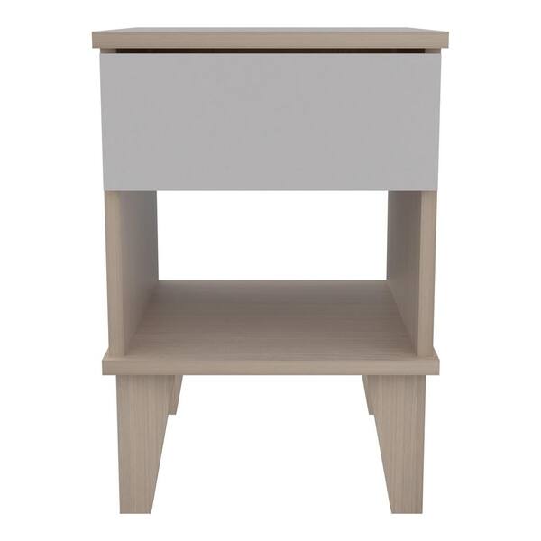 Inval Sand Oak and White 1-Drawer 12.99 in. W Nightstand