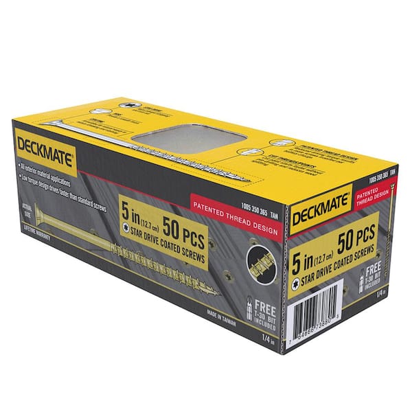 DECKMATE #10 x 5 in. Star Flat-Head Wood Deck Screws (50-Count)