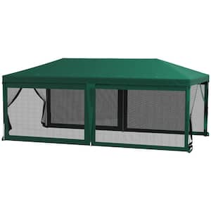 10 ft. x 20 ft. Green Outdoor Wedding Canopy, Party Tent Shade Shelter with 6 Removable Sidewalls for Events, BBQs
