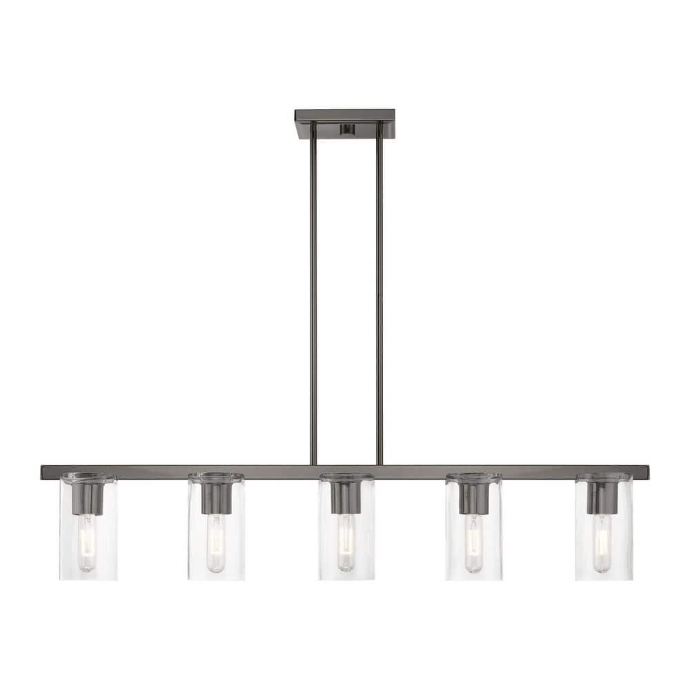 Livex Lighting Clarion 5-Light Black Chrome Linear Chandelier with ...