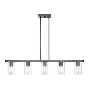 Clarion 5-Light Black Chrome Linear Chandelier with Clear Glass