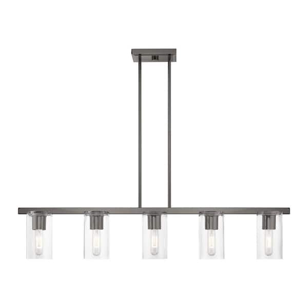 Clarion 5-Light Black Chrome Linear Chandelier with Clear Glass