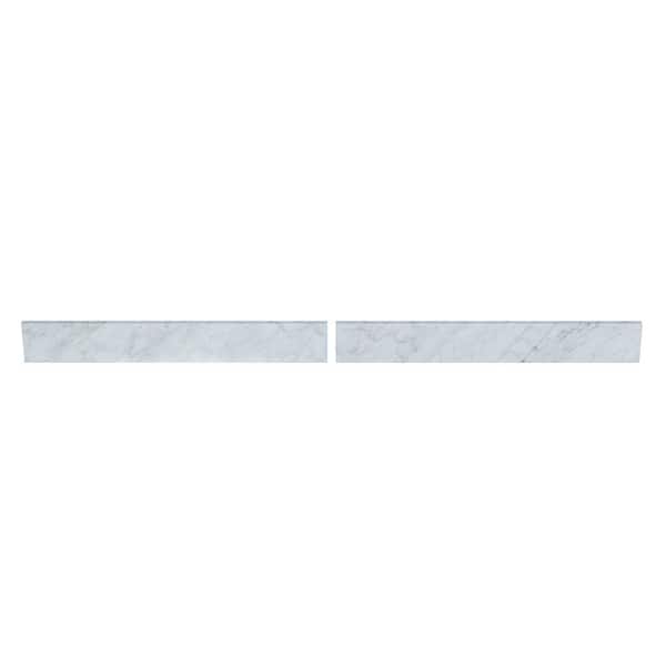 TJAmerican 72 in. W x 0.75 in. x 4 in. Natural Carrara Marble Bathroom Vanity BackSplash (2-Pieces of 36 in.)