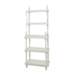 86 in. x 32 in. White Wood Country Cottage 5 Shelf Accent Shelving Unit