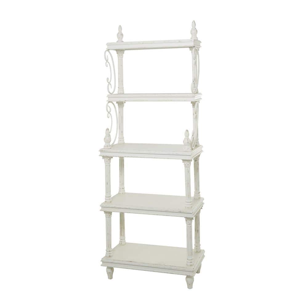 Litton Lane  86 in. x 32 in. White Wood Country Cottage 5 Shelf Accent Shelving Unit - 1