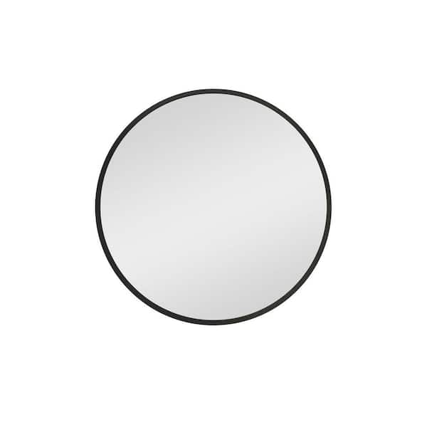 4.90 in. W x 24 in. D x 24 in. H Bathroom Storage Wall Cabinet in Black with 2 Mirror Door and 3 Shelves