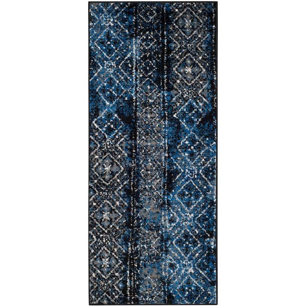 SAFAVIEH Adirondack Blue/Black 3 ft. x 6 ft. Border Runner Rug