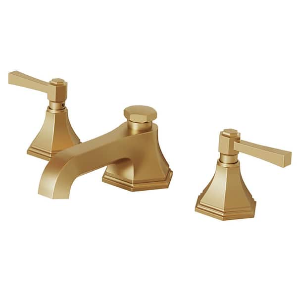 Unbranded 8 in. Widespread 2-Handle Bathroom Faucet with Pop-Up Drain Assembly in Brushed Gold