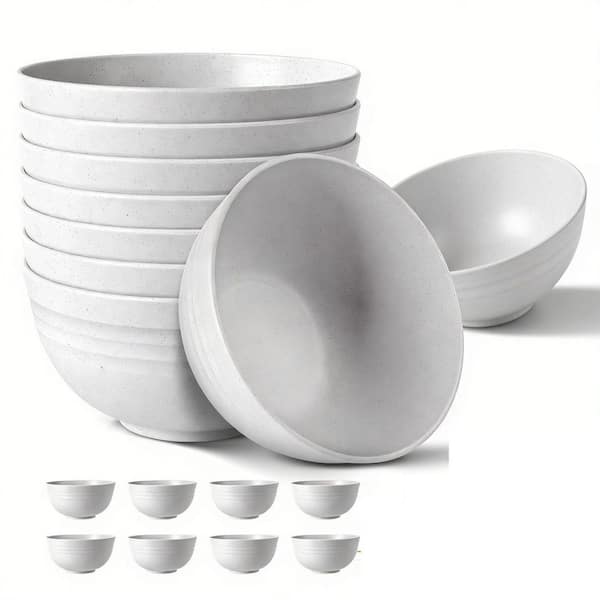 26 fl. oz. White Unbreakable Wheat Straw Cereal Bowls, Set of 8, BPA Free, Microwave and Dishwasher Safe