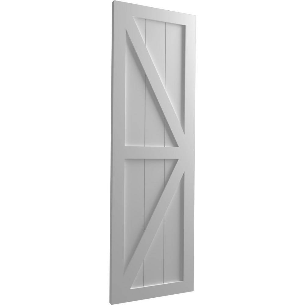 Primed Gray PVC Farmhouse Shutters with Z-Bar Design, 12"W x 58"H