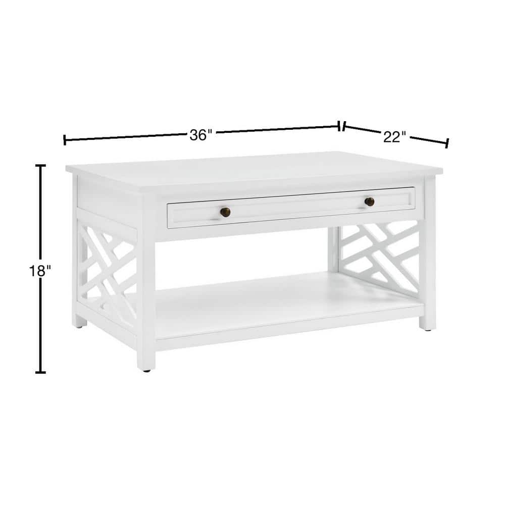 Transitional 36" Pine Wood Coffee Table with Storage Drawer