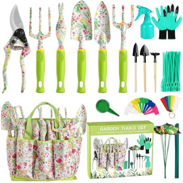 Misopily 6-Piece Garden Tool Set Heavy Duty Aluminum Floral Print Ergonomic Hand Tools with Pruning Shears Gifts for Women