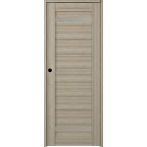 Perla 18 in. x 83.25 in. Right-Hand Frosted Glass Shambor Solid Core Wood Composite Single Prehung Interior Door