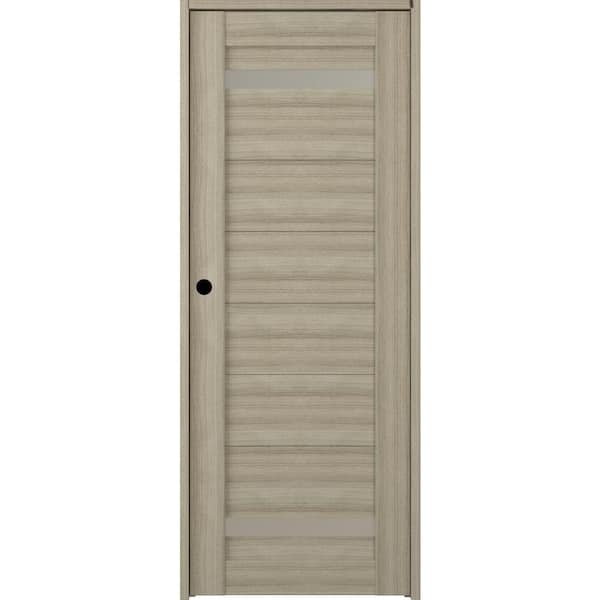 Belldinni Perla 32 in. x 95.25 in. Right-Hand Frosted Glass Shambor Solid Core Wood Composite Single Prehung Interior Door