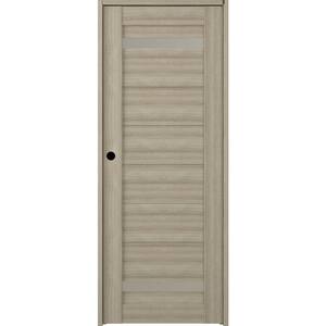 Perla 28 in. x 83.25 in. Right-Hand Frosted Glass Shambor Solid Core Wood Composite Single Prehung Interior Door