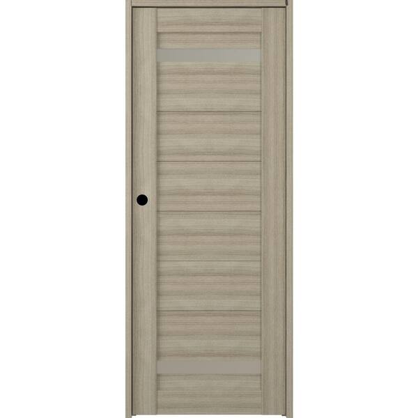 Belldinni Perla 28 in. x 83.25 in. Right-Hand Frosted Glass Shambor Solid Core Wood Composite Single Prehung Interior Door