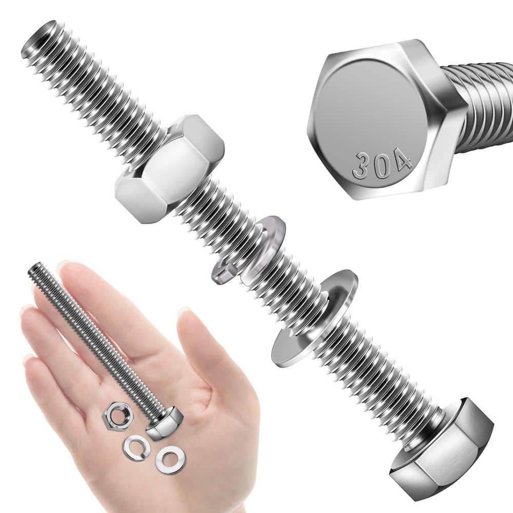 5/16 in.-18 x 3 in. Stainless Steel Hex Bolt with Nut, Washer and Lock Washer (10-Pack) price history on PriceWatchPro