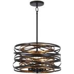 Vortic Flow 5-Light Dark Bronze with Mosaic Gold Interior Convertible Semi-Flush Mount