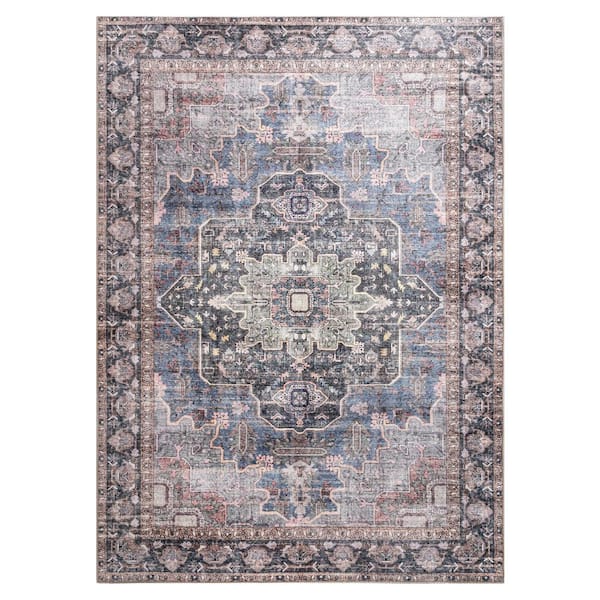 Kaleen Boho Patio Collection Navy 8' x 10' Rectangle Residential Indoor/Outdoor Area Rug
