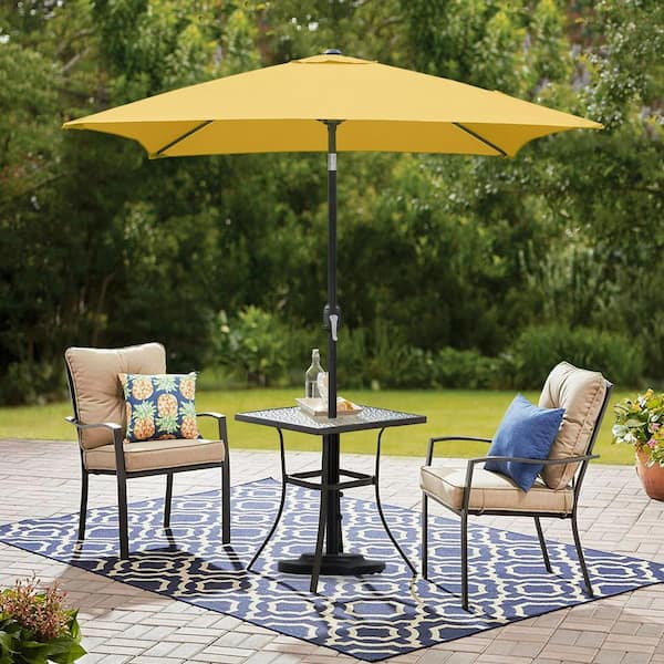 Maypex 6.5 ft. Steel Crank and Tilt Square Market Patio Umbrella in Yellow