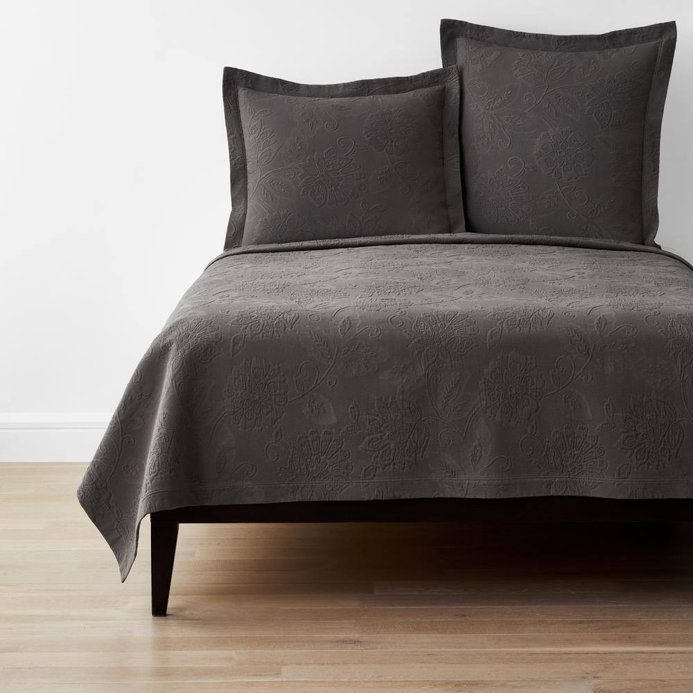 The Company Store Putnam Matelasse Dark Gray Cotton King Coverlet