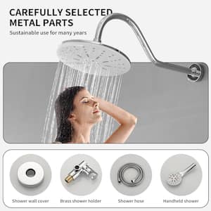 Single Handle 3 Spray Rain Shower Head Round Shower Faucet 2.5 GPM With High Pressure in Polished Chrome(Valve Included)