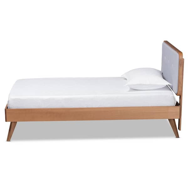 Baxton Studio Dilara Gray and Walnut Twin Platform Bed