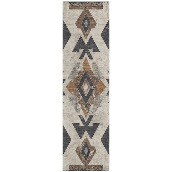 Chantille Machine Washable Indoor/Outdoor Abstract ACN1882 Beige 2 ft. 3 in. x 7 ft. 6 in. Runner Rug
