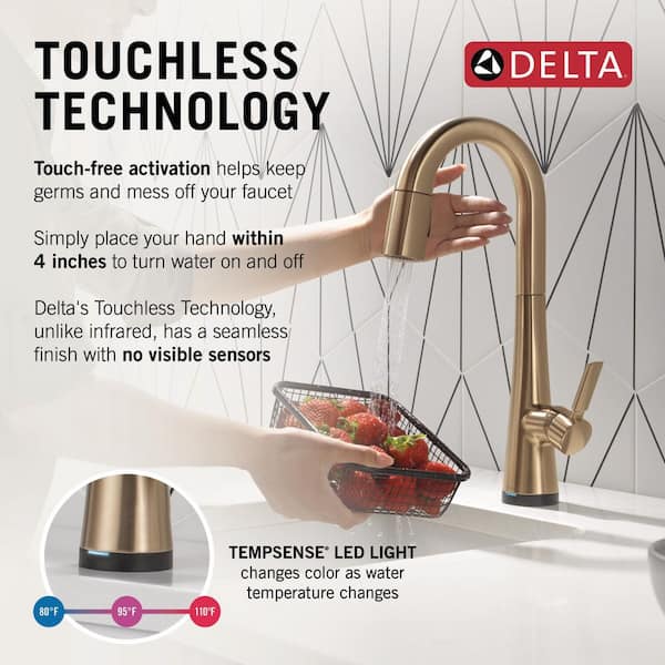 Monrovia Gold Touch2O with Touchless Technology Single Handle Bar Faucet in Lumicoat Champagne Bronze