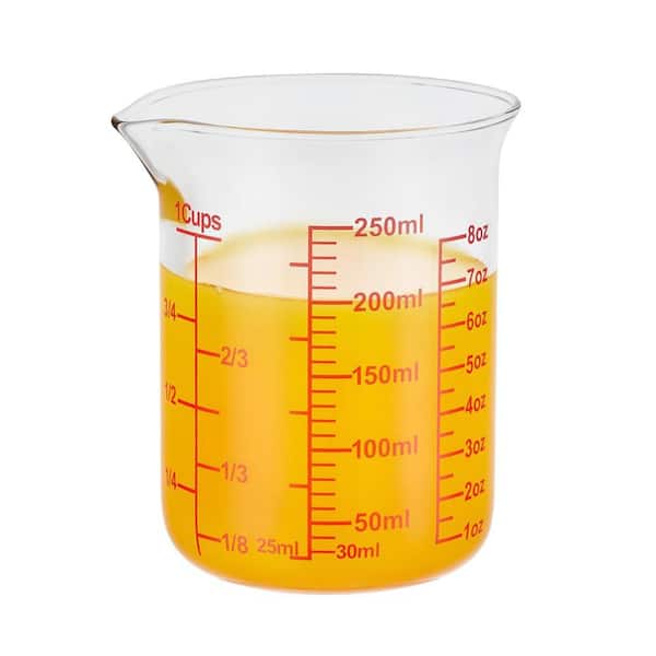 Esepony 8 oz. Borosilicate Glass Measuring Cup with Spout for Kitchen,  Liquid Measuring (1-Pack) FQ156286 - The Home Depot