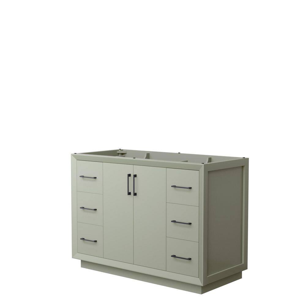 Wyndham Collection Strada 47.25 in. W x 21.75 in. D x 34.25 in. H Single Bath Vanity Cabinet without Top in Light Green, Light Green with Matte Black Trim -  WCF414148SLBCXSXXMXX