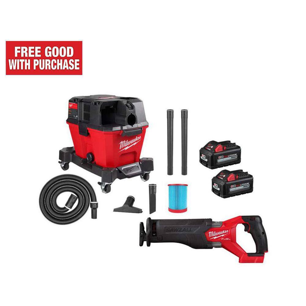Milwaukee M18 FUEL 6 Gal. Cordless Wet/Dry Shop Vacuum & SAWZALL