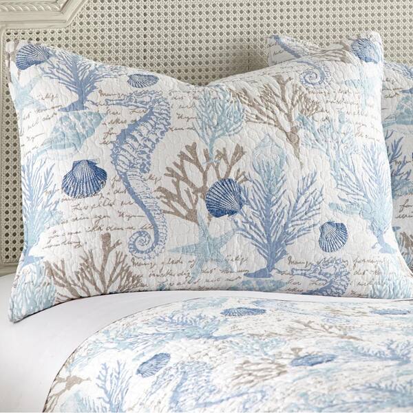 Levtex Home Galapagos 3- Piece Blue and Taupe Cotton King