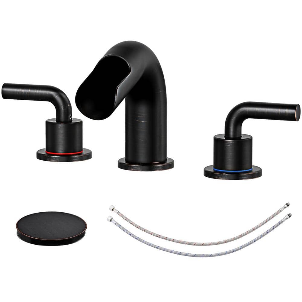 8 in. Widespread Bathroom Faucet Double Handle 3-Hole Waterfall Bathroom Fa