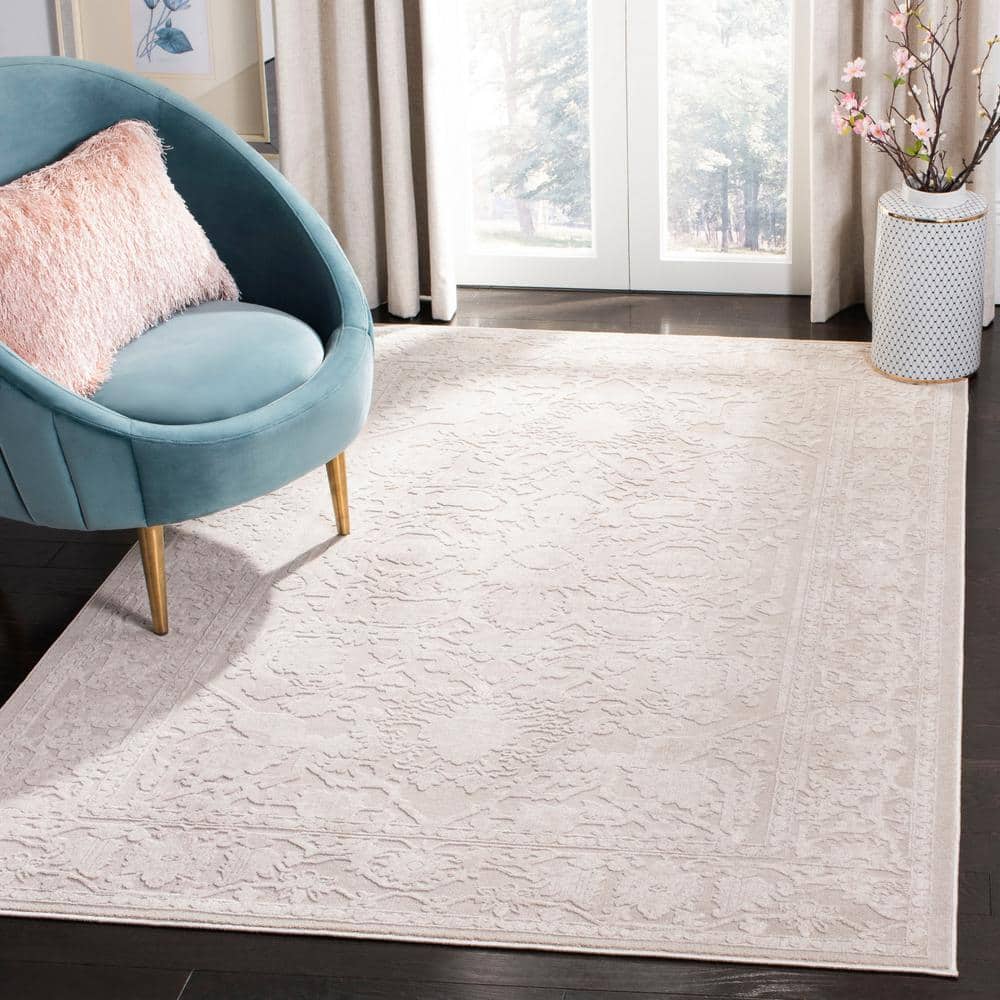 Cream/Ivory Floral Synthetic 8' x 10' Area Rug