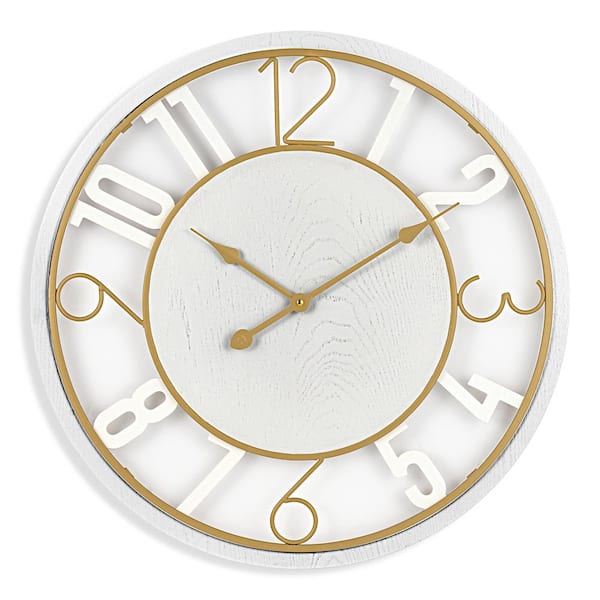 Sorbus White Oversized Design Metal Analog Classic Numeral Wall Clock