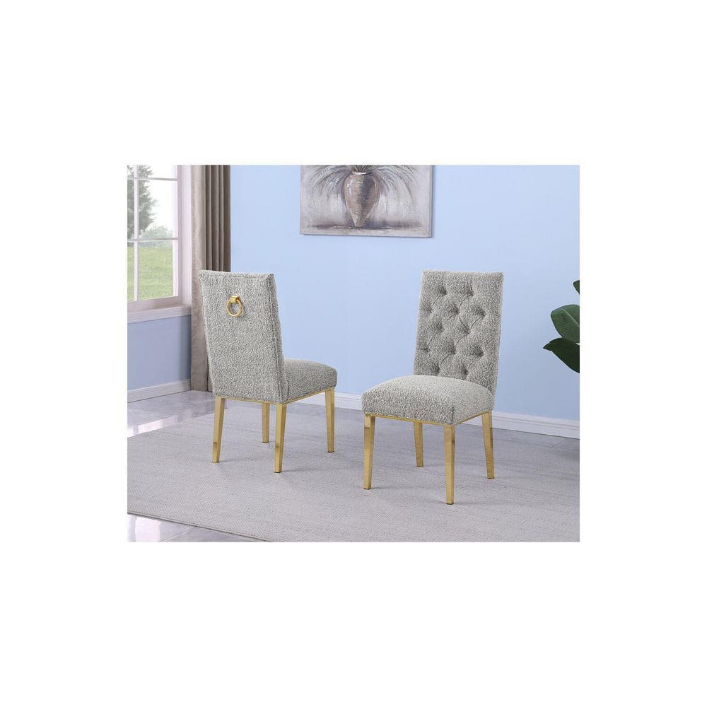 33 in.H Rich Gray / Gold Solid High Back Armless Side Chair (Set of 2)