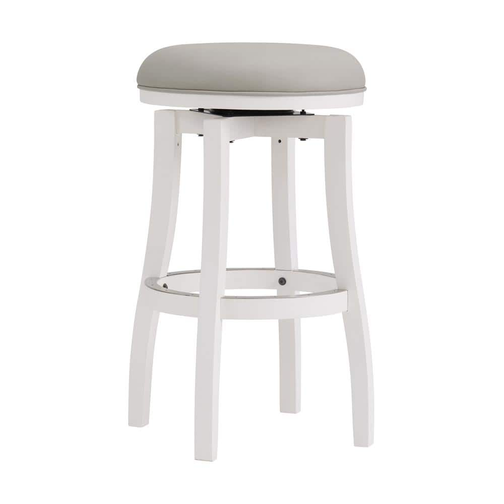 Ellie Bar Height Stool White - Alaterre Furniture: Swivel, Padded, Rubberwood Frame, Polyester Upholstery