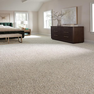 Radiant Retreat I Serene Gray 47 oz. Polyester Textured Installed Carpet