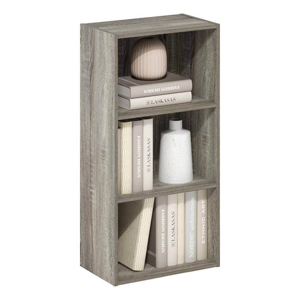 Contemporary French Oak White 3-Tier Open Shelf Bookcase