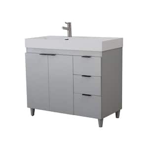 39 in. W x 19 in. D x 36 in. H Single Bath Vanity in French Gray with White Composite Granite Sink Top