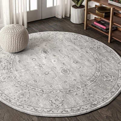 Living Comfort Aleah 6ft RoundTraditional Black/Ivory Indoor Area Rug Round 