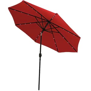 9 ft. Aluminum Market Solar Tilt Patio Umbrella in Red