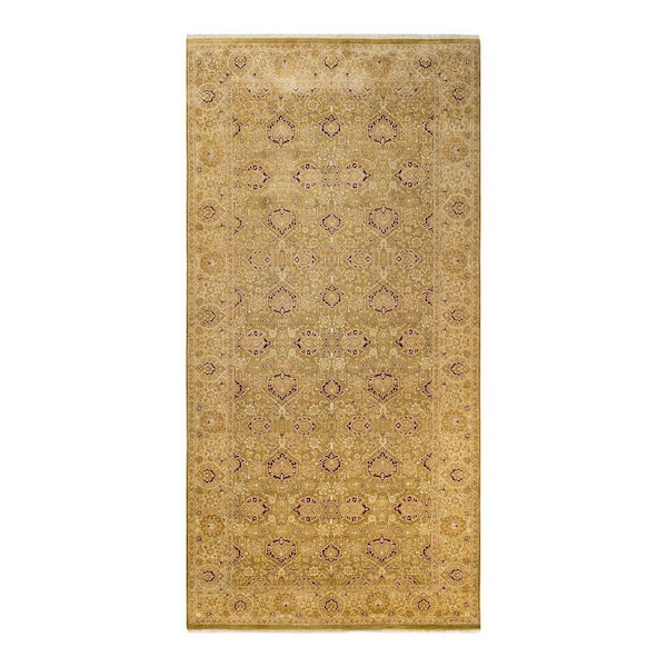 Mogul Green 6 ft. x 12 ft. Oriental Wool Indoor Runner Rug