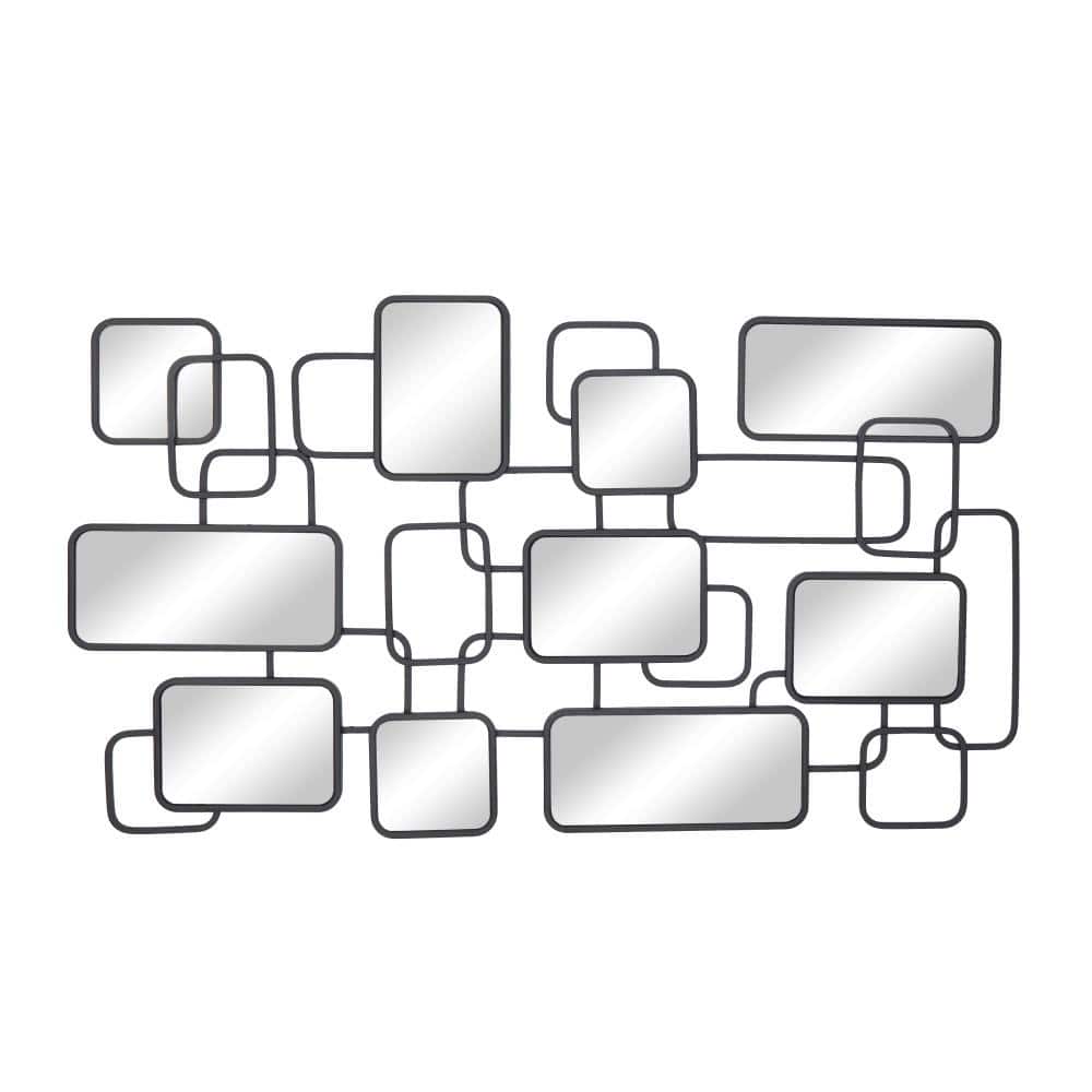 Litton Lane 26 in. x 45 in. Geometric Framed Black Geometric Wall