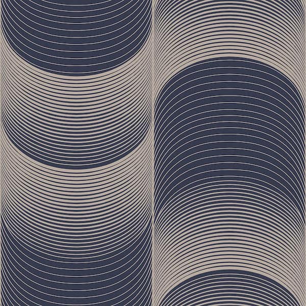 Graham & Brown Eclipse Navy Blue and Pale Gold Geometric Paste the Wall Wallpaper