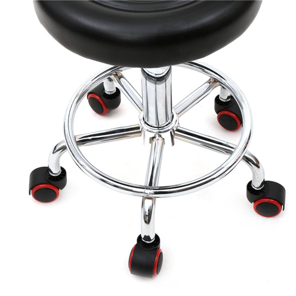 Black Adjustable Ergonomic Salon Stool with Backrest and Wheels
