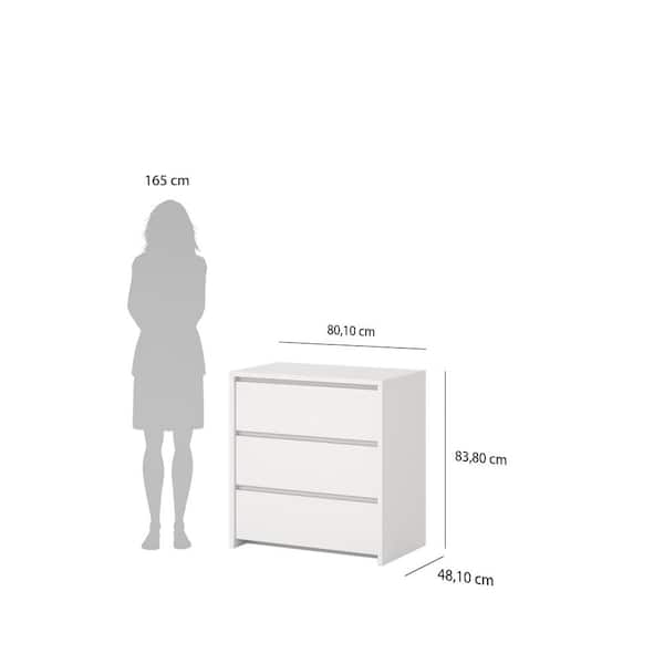 Tvilum Next White 3-Drawer 31.54 in. W Chest of Drawers 503214949