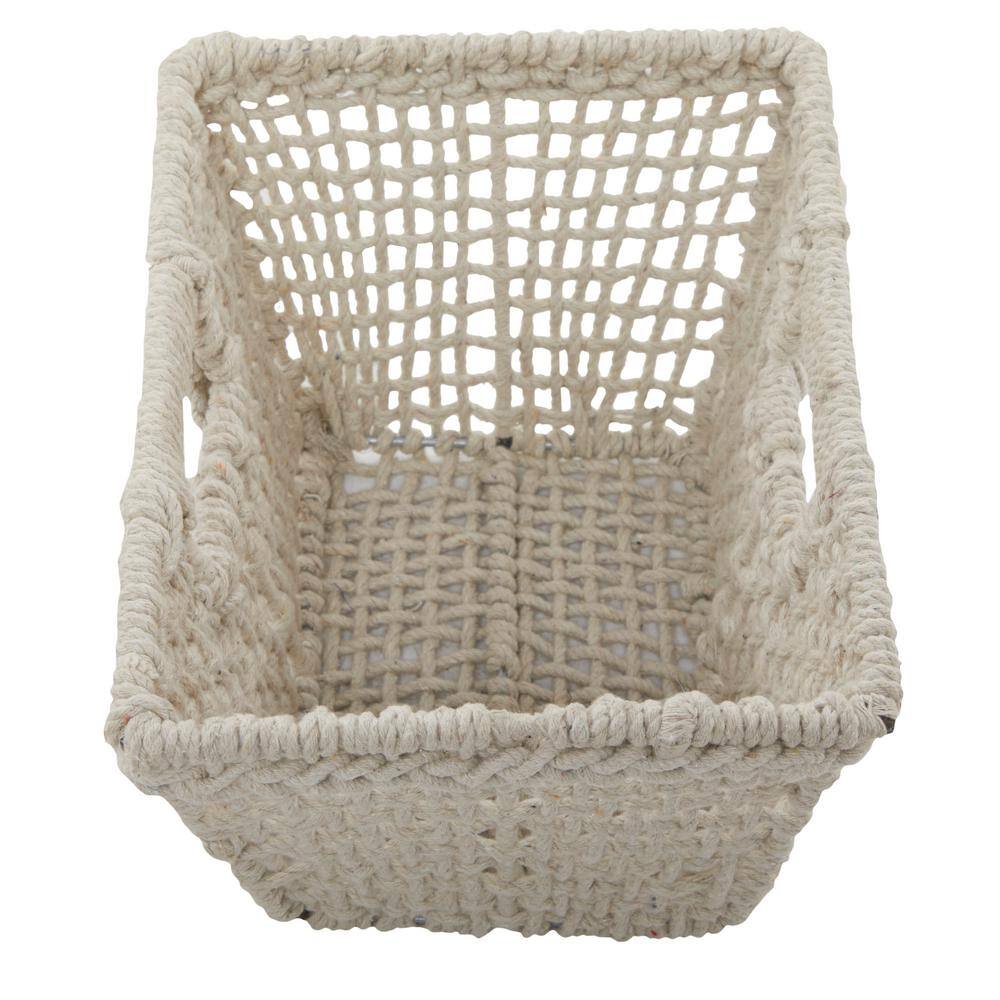Handmade Cotton Rectangular Storage Baskets with Handles, Set of 2