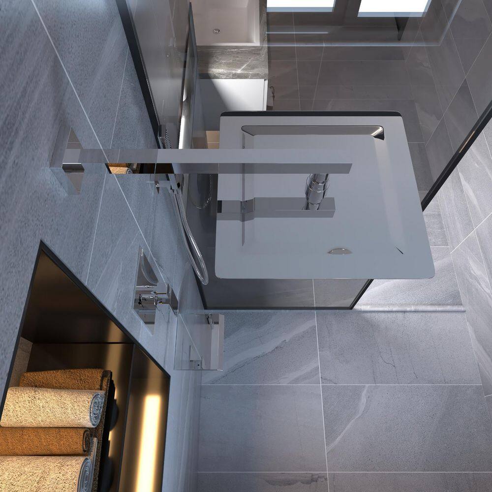 12-Inch Chrome Square Rain Shower System with Handheld and Valve